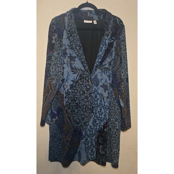 Susan Graver Jackets & Blazers - Susan Graver Regular Printed Novelty Knit Jacket w/ Shawl Collar Top 2X Size